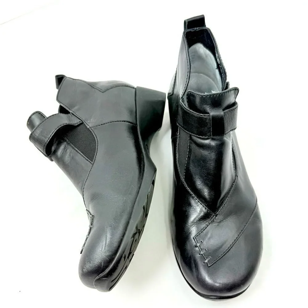 Wolky NAMIBIA Black Leather Cross Strap Support Orthotic Walking Ankle Boot